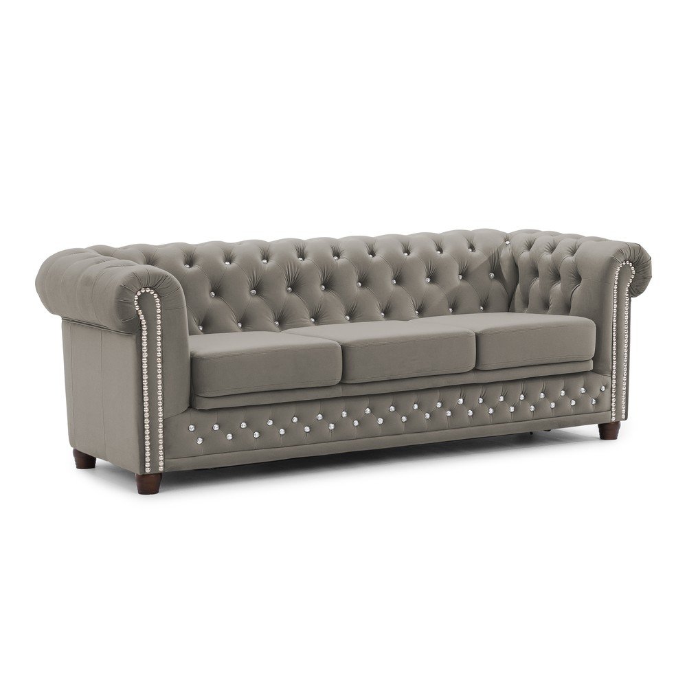 Szürke bársony kinyitható kanapé 203 cm York Blik – Ropez