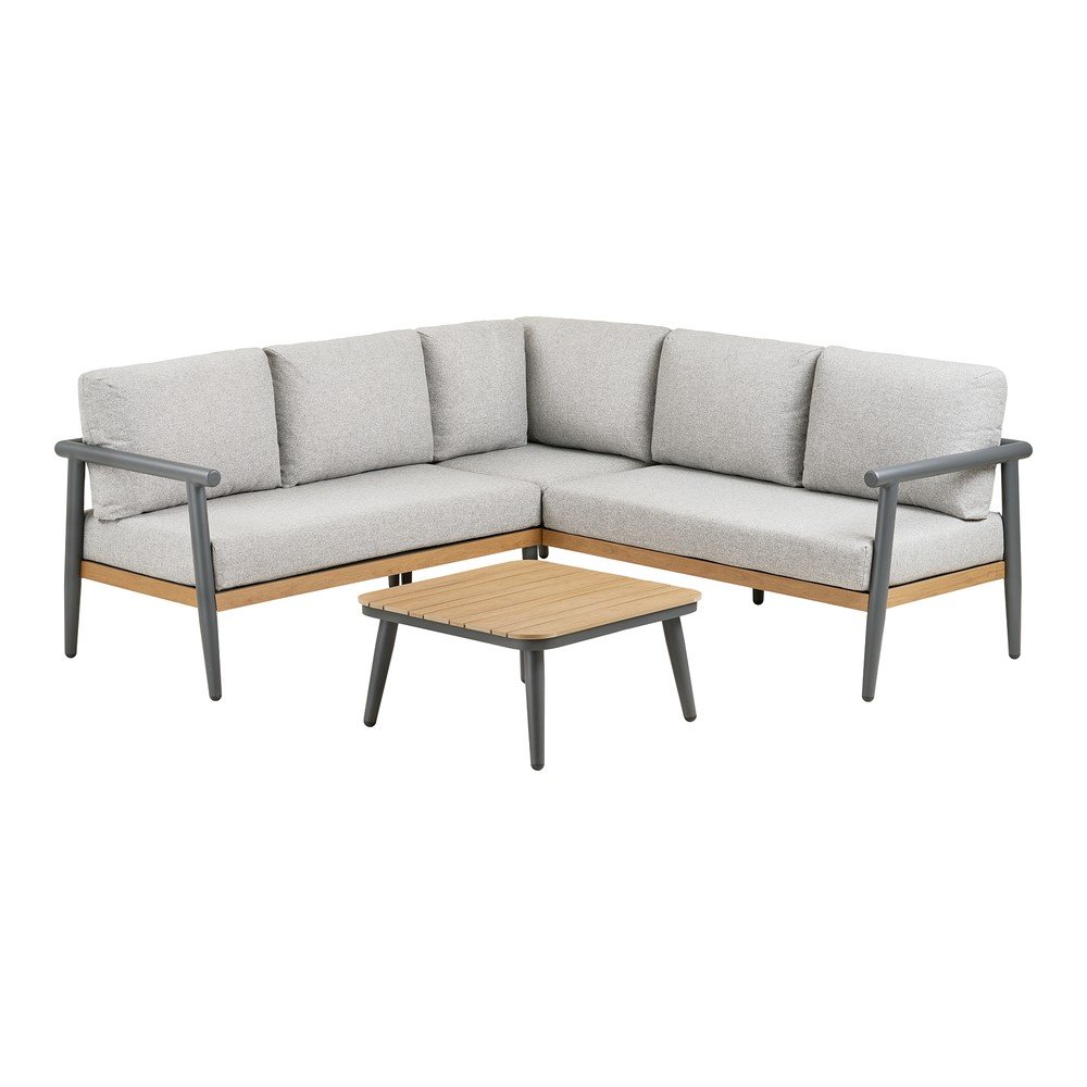 Szürke kárpitozott négyszemélyes kerti lounge szett Comillas – House Nordic