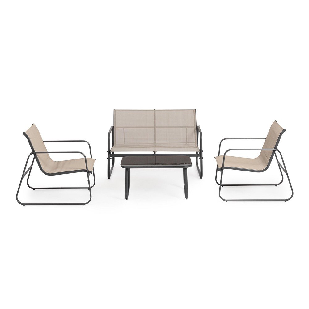 Szürkésbarna acél négyszemélyes kerti lounge szett Gonzalo – Bizzotto