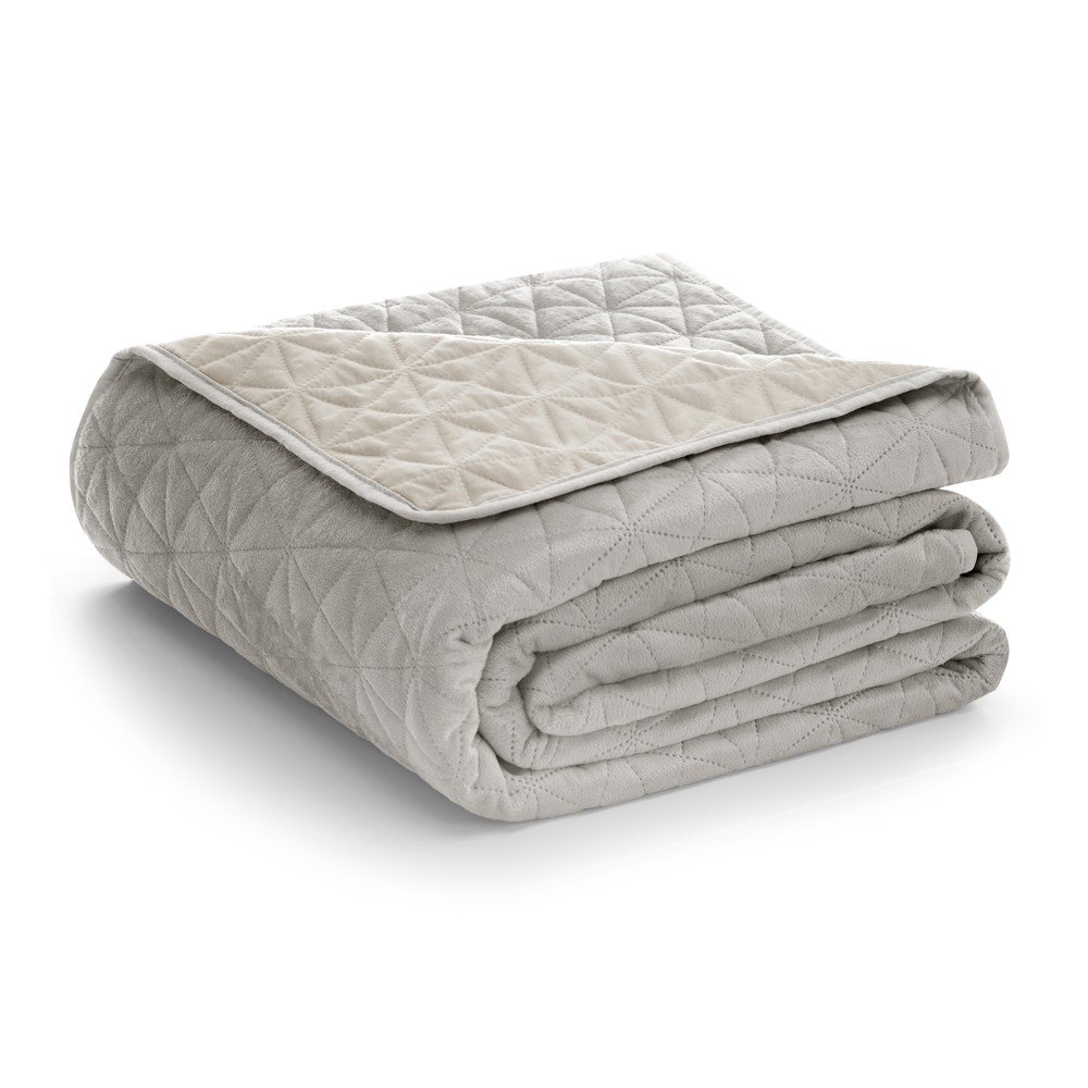 Szürkésbézs bársony steppelt ágytakaró 220x240 cm Laila – Restilo