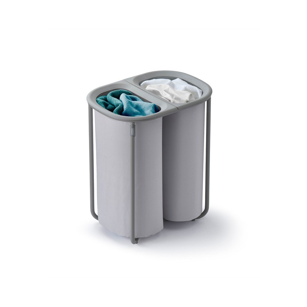 Világosszürke textil szennyeskosár 2x40 l Duo – Joseph Joseph