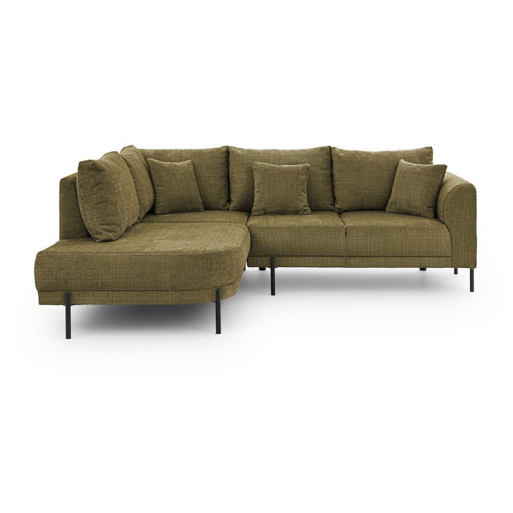 Zöld zsenília sarokkanapé (bal oldali-L alakú) Mauris  – Ropez