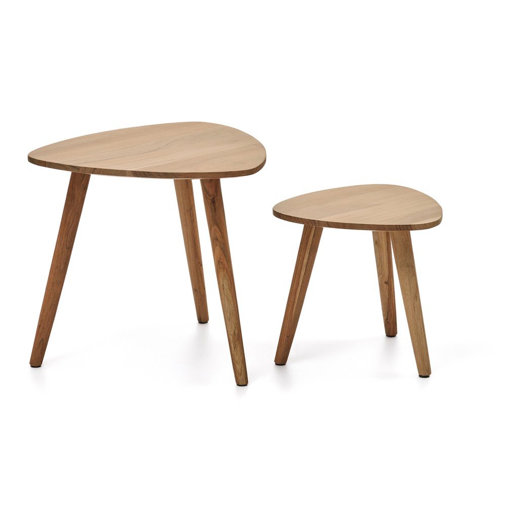 Akácfa tárolóasztal szett 2 db-os 60x61 cm Duvani – Kave Home