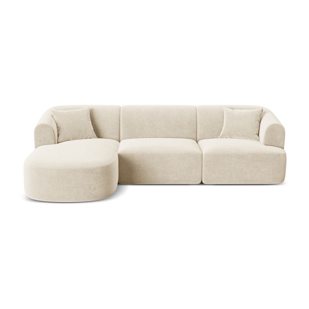 Bézs bársony sarokkanapé (bal oldali-heverő résszel) Campi – Cosmopolitan Design