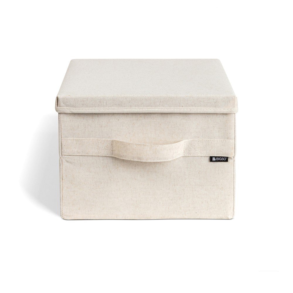 Bézs fedeles textil tárolódoboz 31x41x22 cm Soft Storage Medium – Bigso