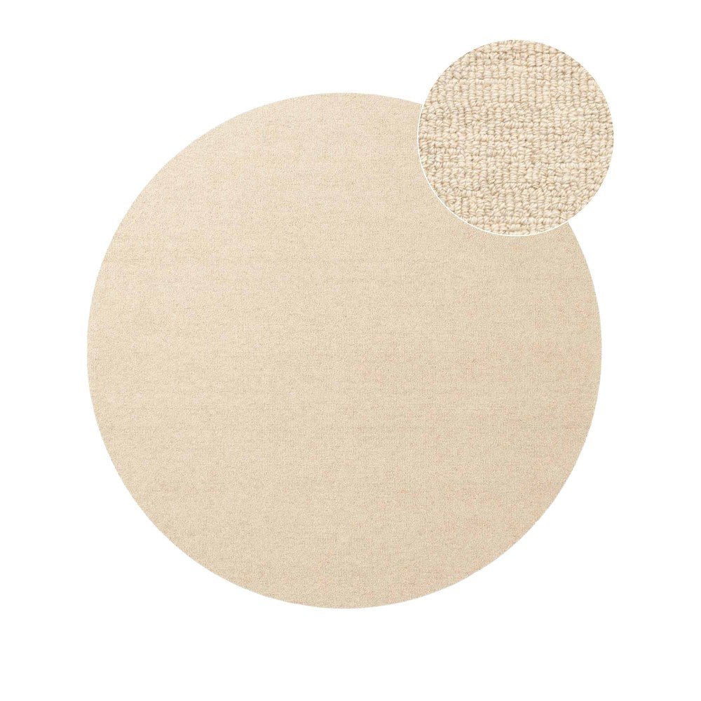 Bézs kézi szövésű gyapjú kerek szőnyeg ø 160 cm Puristic Knots – Elle Decoration