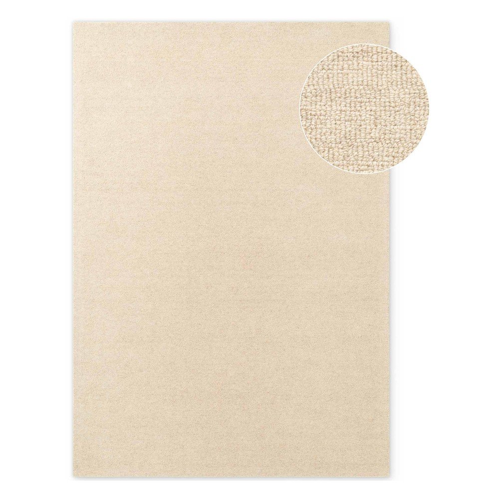 Bézs kézi szövésű gyapjú szőnyeg 140x200 cm Puristic Knots – Elle Decoration