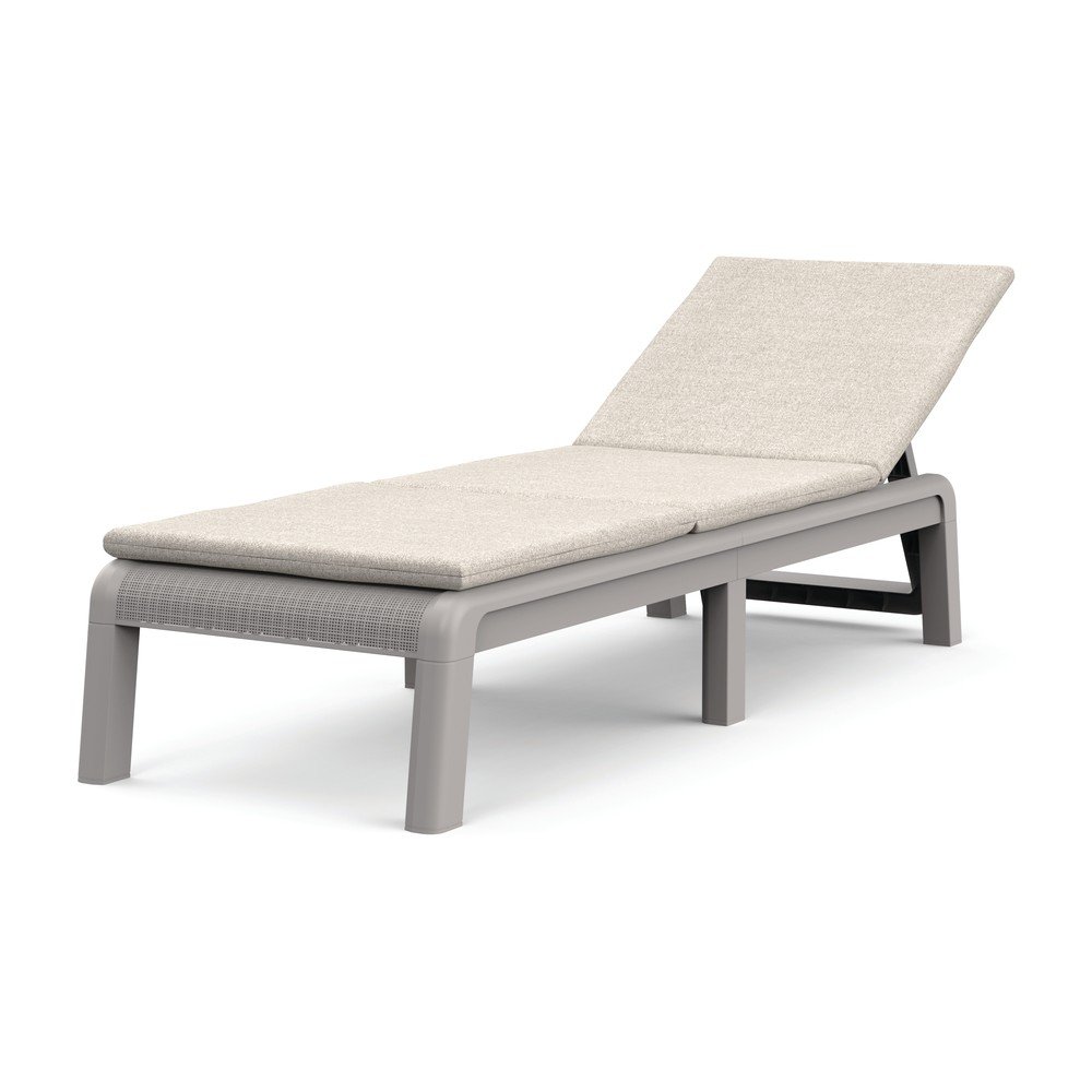 Bézs műanyag-párnázott állítható-összecsukható kerti napozóágy Atlas – Keter