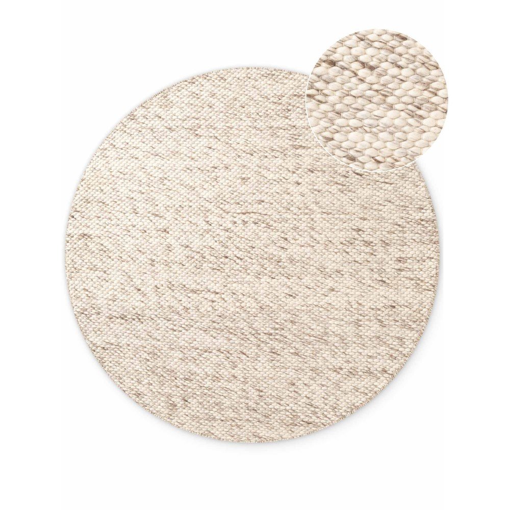 Bézs-natúr színű kézi szövésű gyapjú kerek szőnyeg ø 160 cm Lyon Beans – Elle Decoration
