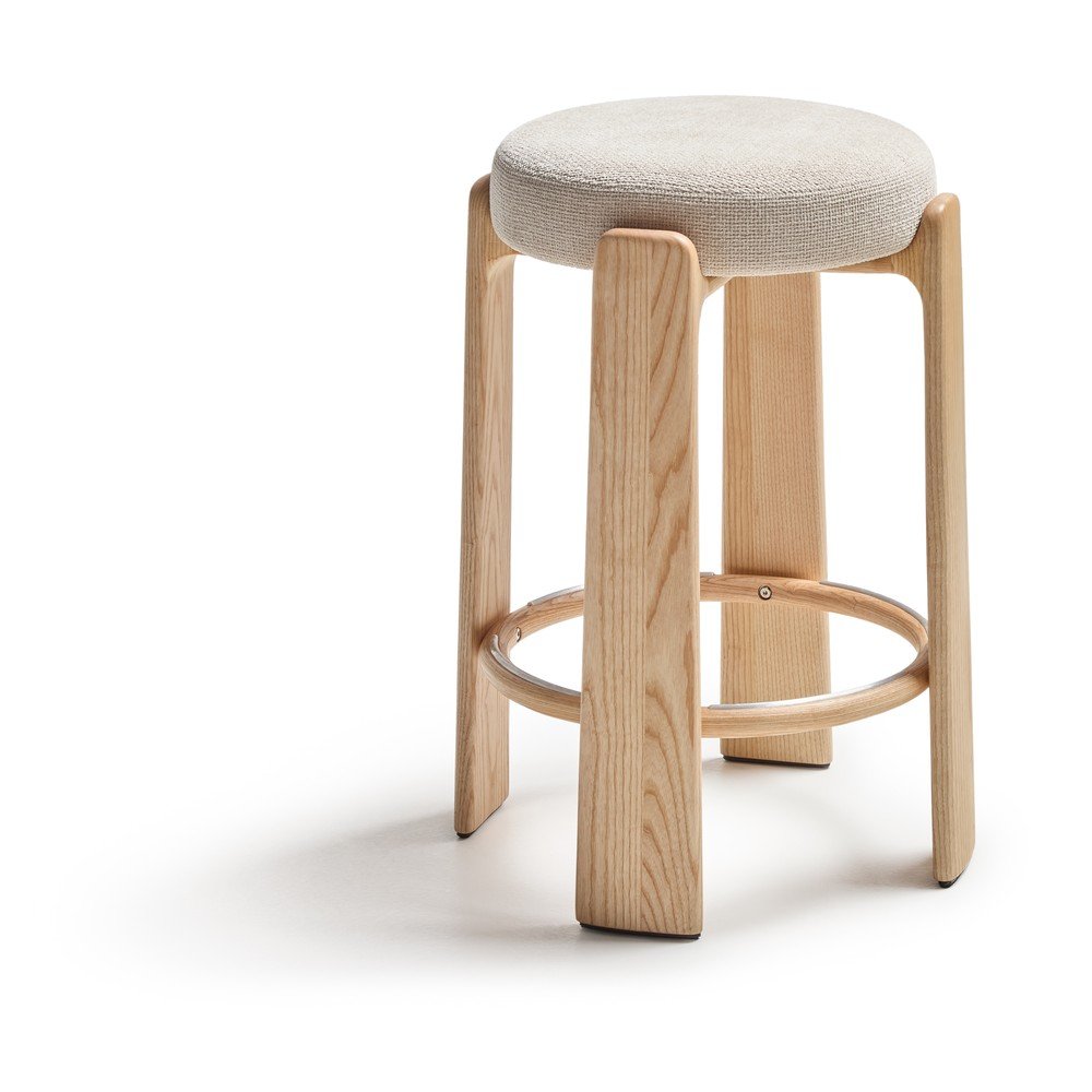 Bézs-világos natúr színű kőrisfa bárszék (ülésmagasság 75 cm) Granite – Kave Home