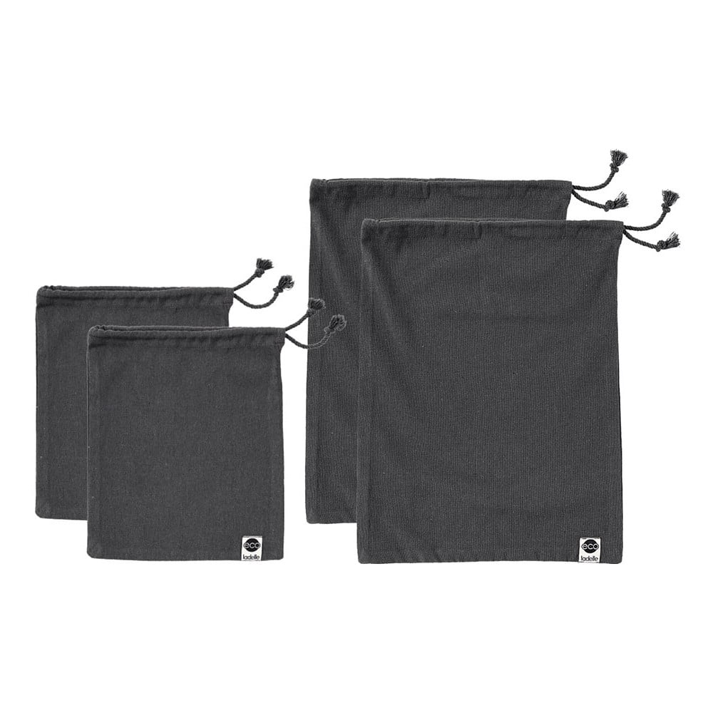 Eco 4 db fekete uzsonnás zacskó újrahasznosított pamutból - Ladelle