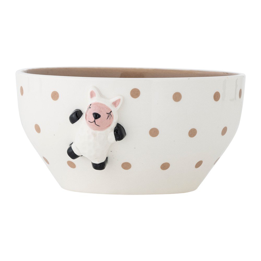 Fehér-barna kőedény gyerek tálka ø 14 cm Dolly – Bloomingville Mini