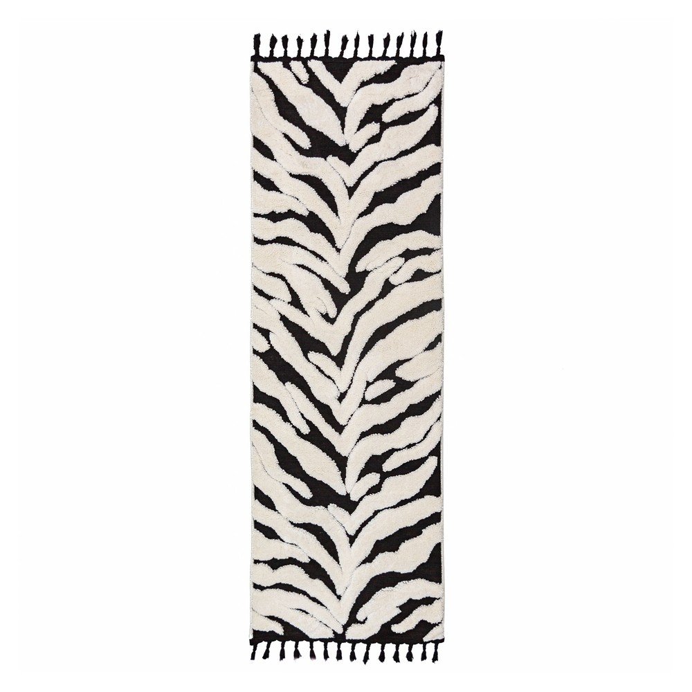 Fekete-fehér futószőnyeg 80x300 cm Esra Zebra – Flair Rugs