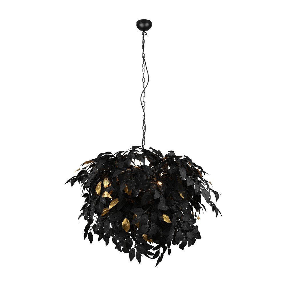 Fekete fém függőlámpa műanyag búrával ø 70 cm Leavy – Reality