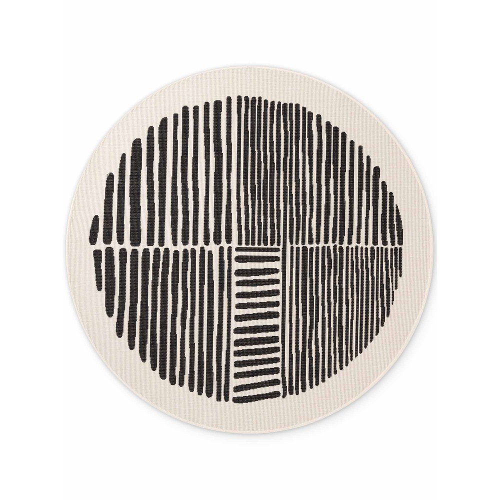 Fekete-krémszínű kerek kültéri-beltéri szőnyeg ø 200 cm Haringey Bounds – Ted Baker