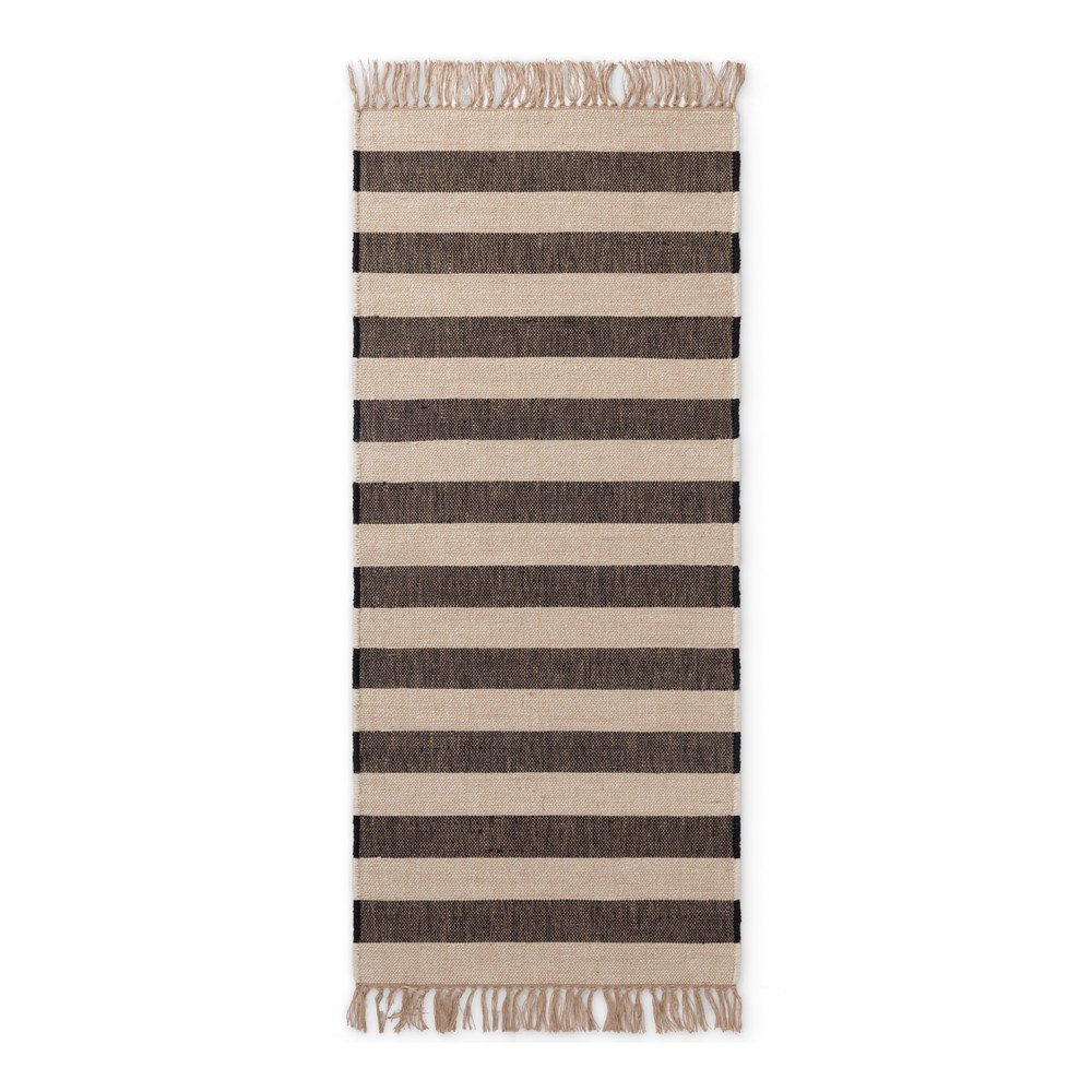 Fekete-krémszínű kétoldalas-kézi szövésű juta futószőnyeg 80x200 cm Playa – Hanse Home