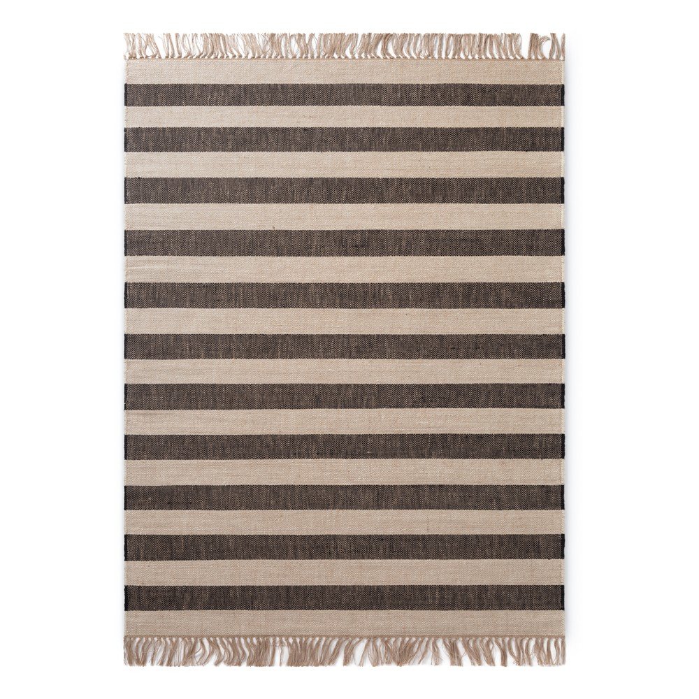 Fekete-krémszínű kétoldalas-kézi szövésű juta szőnyeg 120x170 cm Playa – Hanse Home
