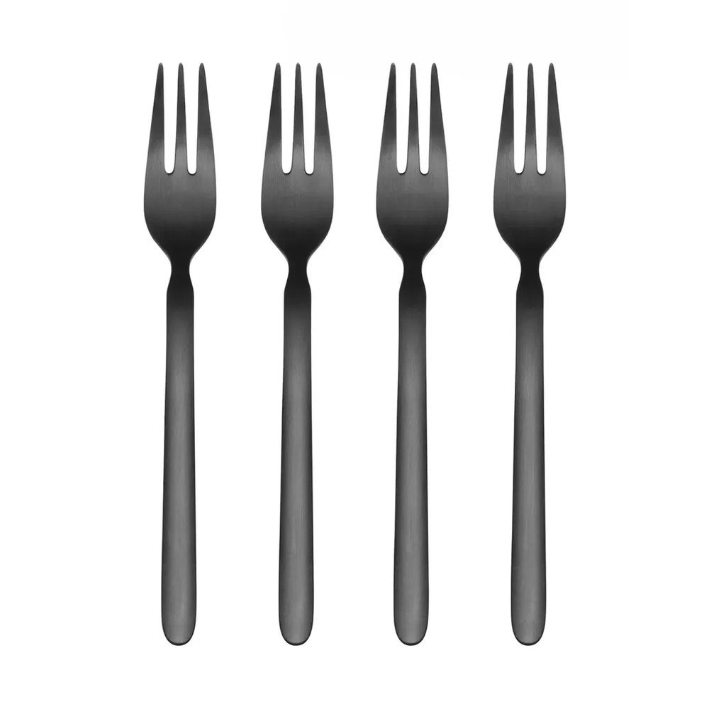 Fekete rozsdamentes acél négyszemélyes desszertes villa szett 4 db-os Stella – Blomus