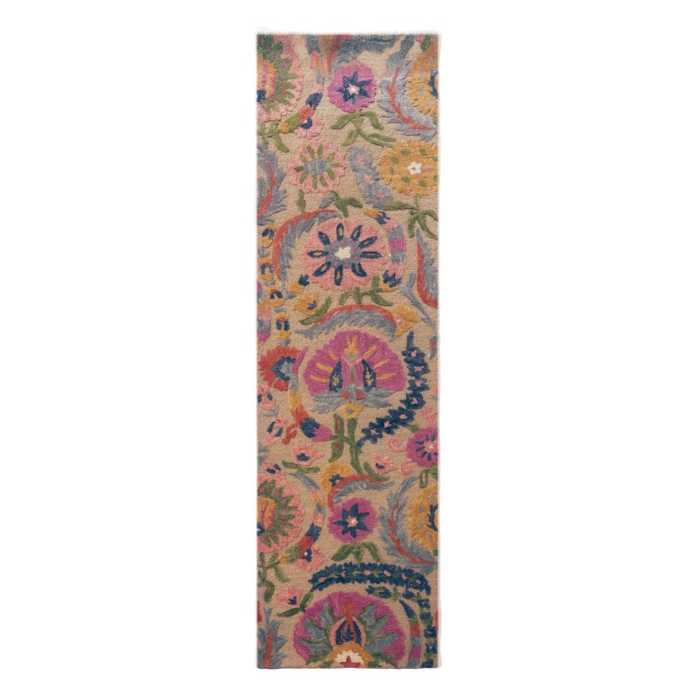 Kézi szövésű gyapjú futószőnyeg 80x300 cm Amira Floral  – Flair Rugs