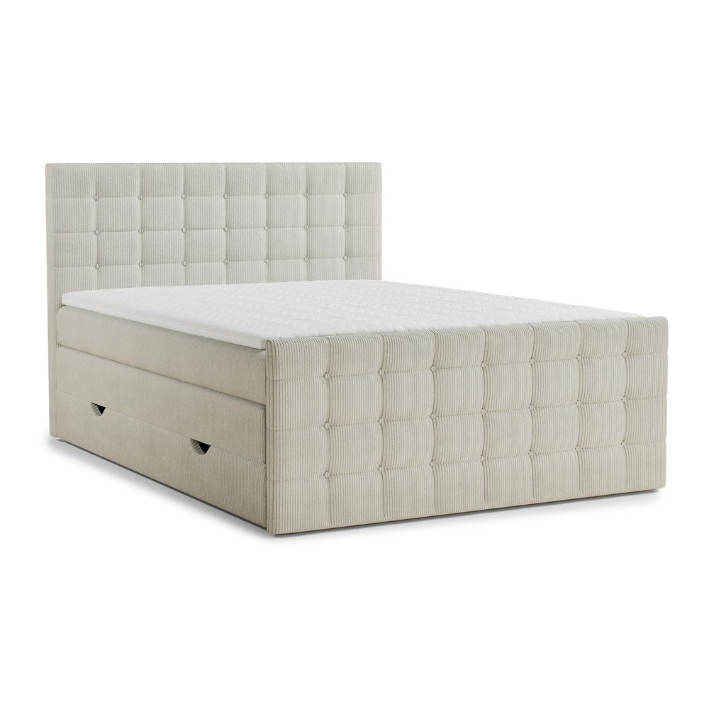 Krémszínű ágyneműtartós boxspring ágy 200x200 cm Tasca – Maison de Rêve