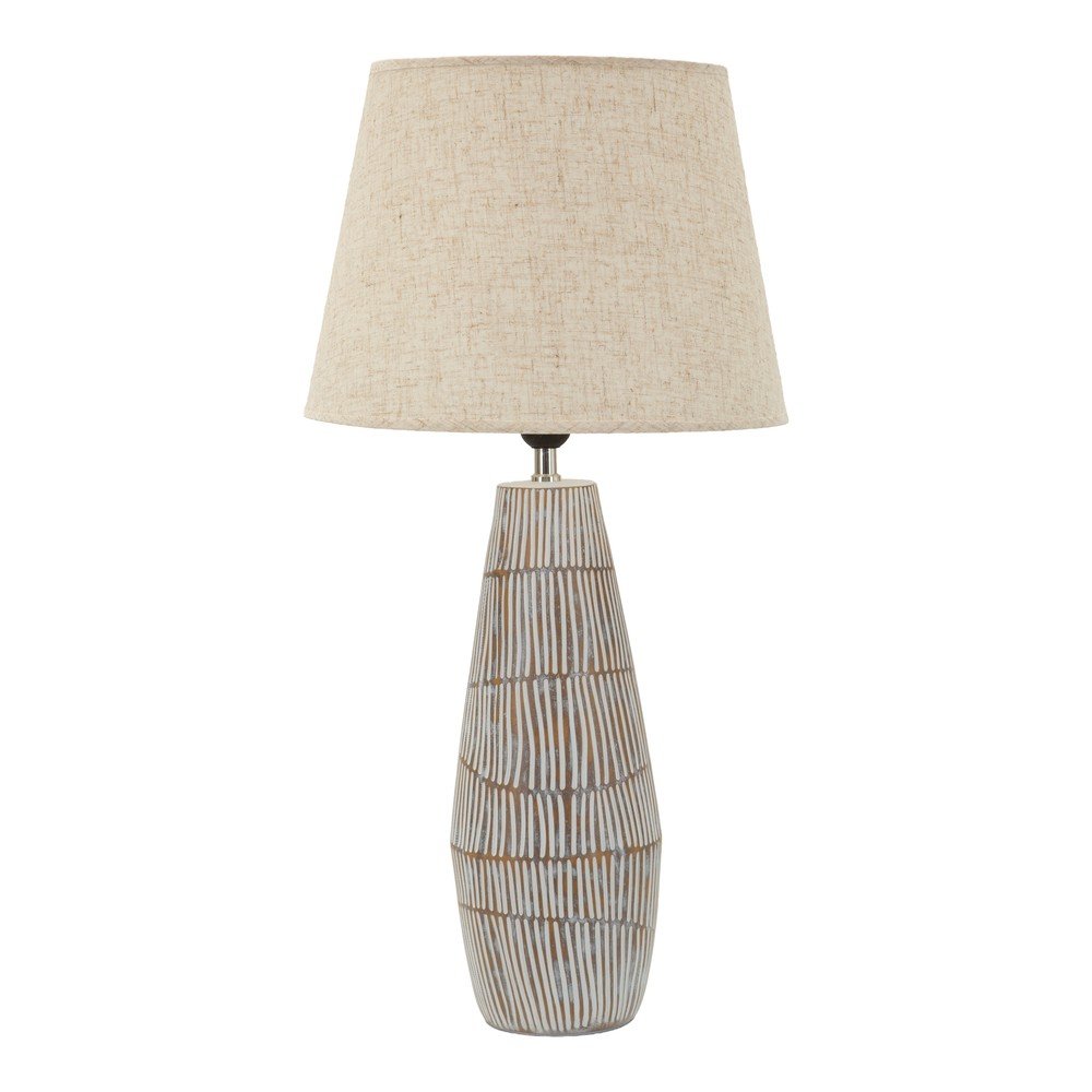 Krémszínű asztali lámpa textil búrával (magasság 69