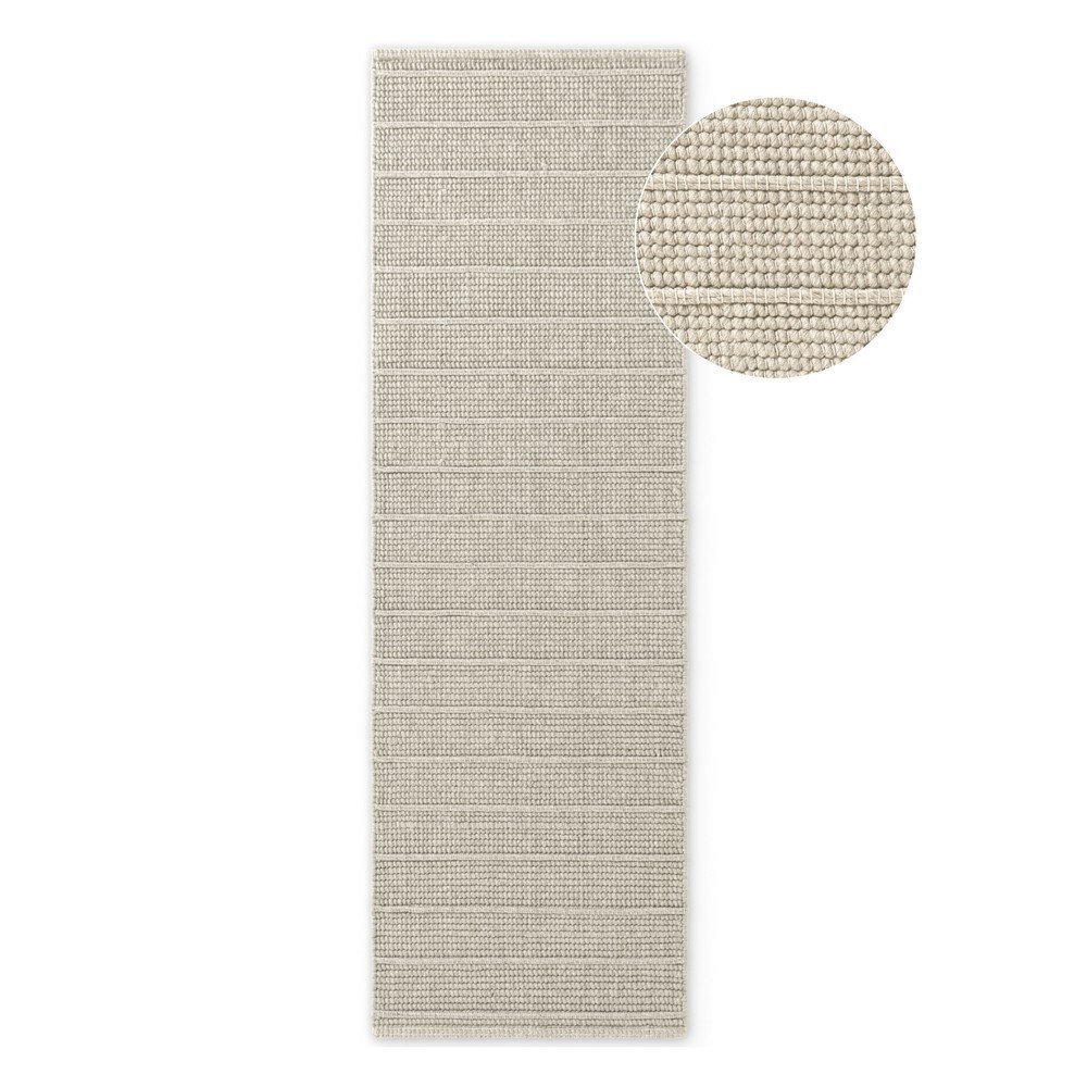 Krémszínű kézi szövésű gyapjú futószőnyeg 80x250 cm Camden Parker – Ted Baker