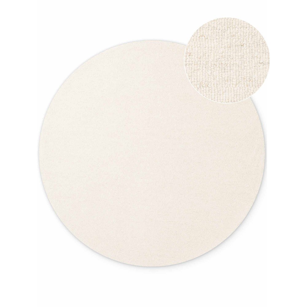 Krémszínű kézi szövésű gyapjú kerek szőnyeg ø 200 cm Puristic Knots – Elle Decoration