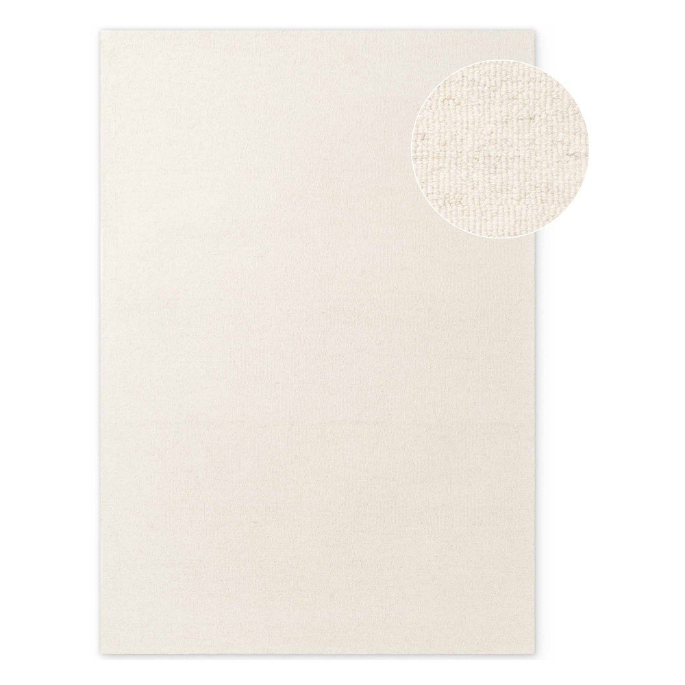 Krémszínű kézi szövésű gyapjú szőnyeg 140x200 cm Puristic Knots – Elle Decoration