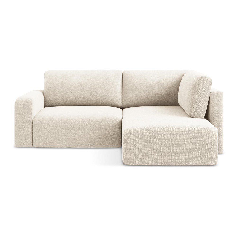 Krémszínű zsenília kinyitható-tárolóhelyes sarokkanapé (jobb oldali-L alakú) Kona – Makamii