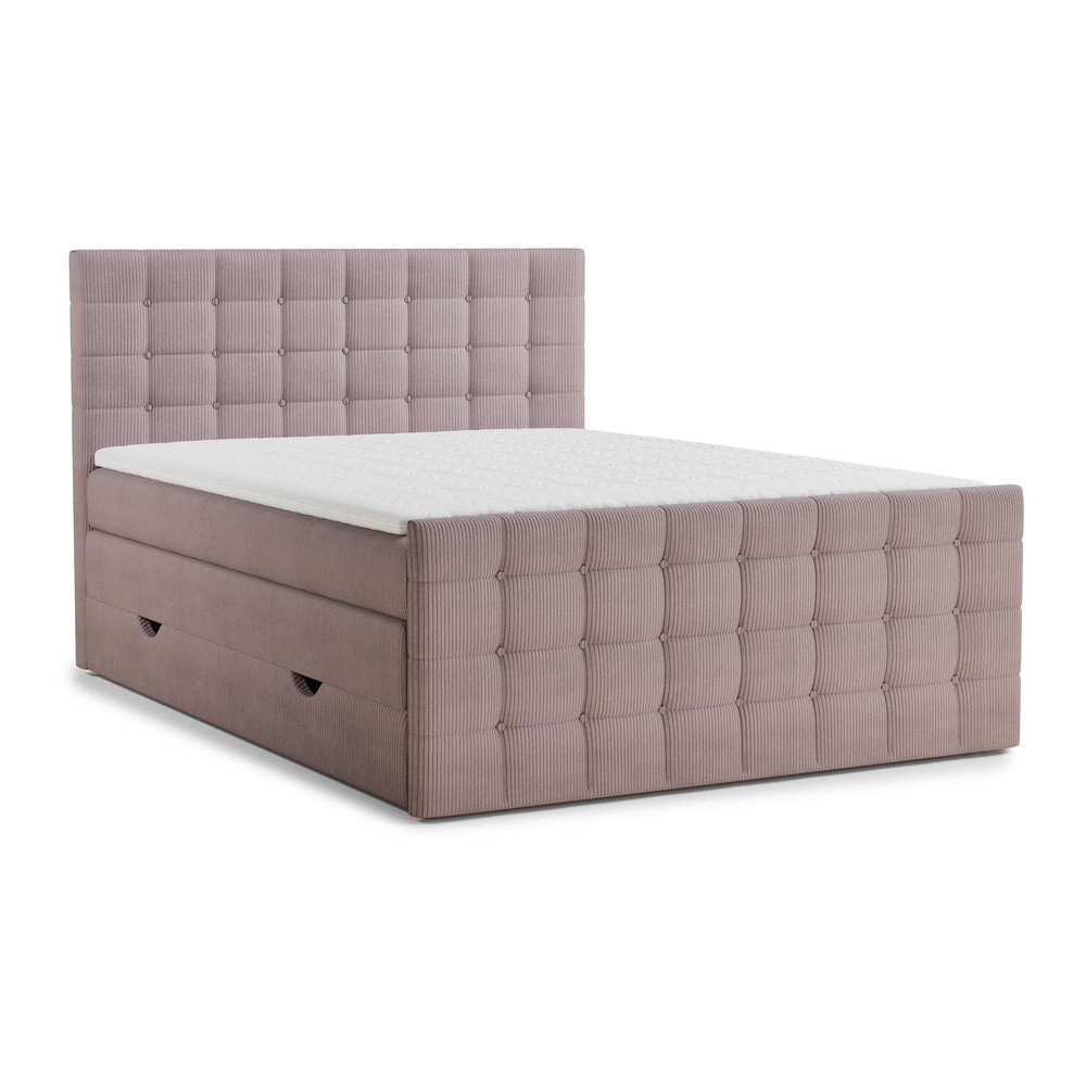 Lila ágyneműtartós boxspring ágy 200x200 cm Tasca – Maison de Rêve