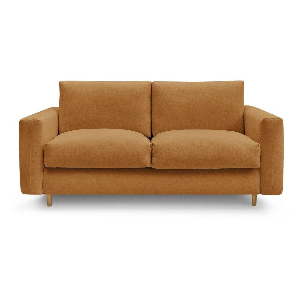 Mustársárga kinyitható kanapé mindennapos alvásra 220 cm Cocoone – Bobochic Paris