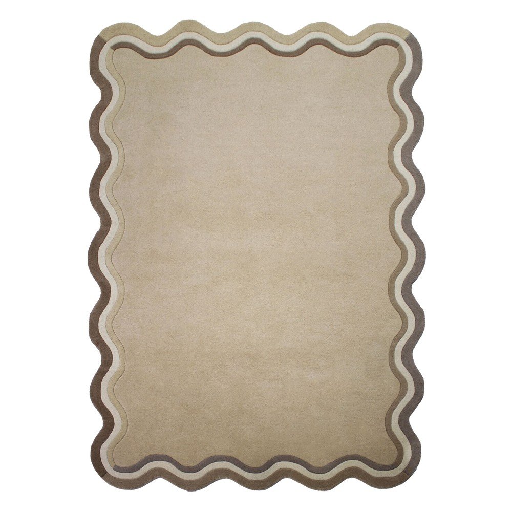 Natúr színű kézi szövésű gyapjú szőnyeg 120x170 cm Leo Scallop – Flair Rugs