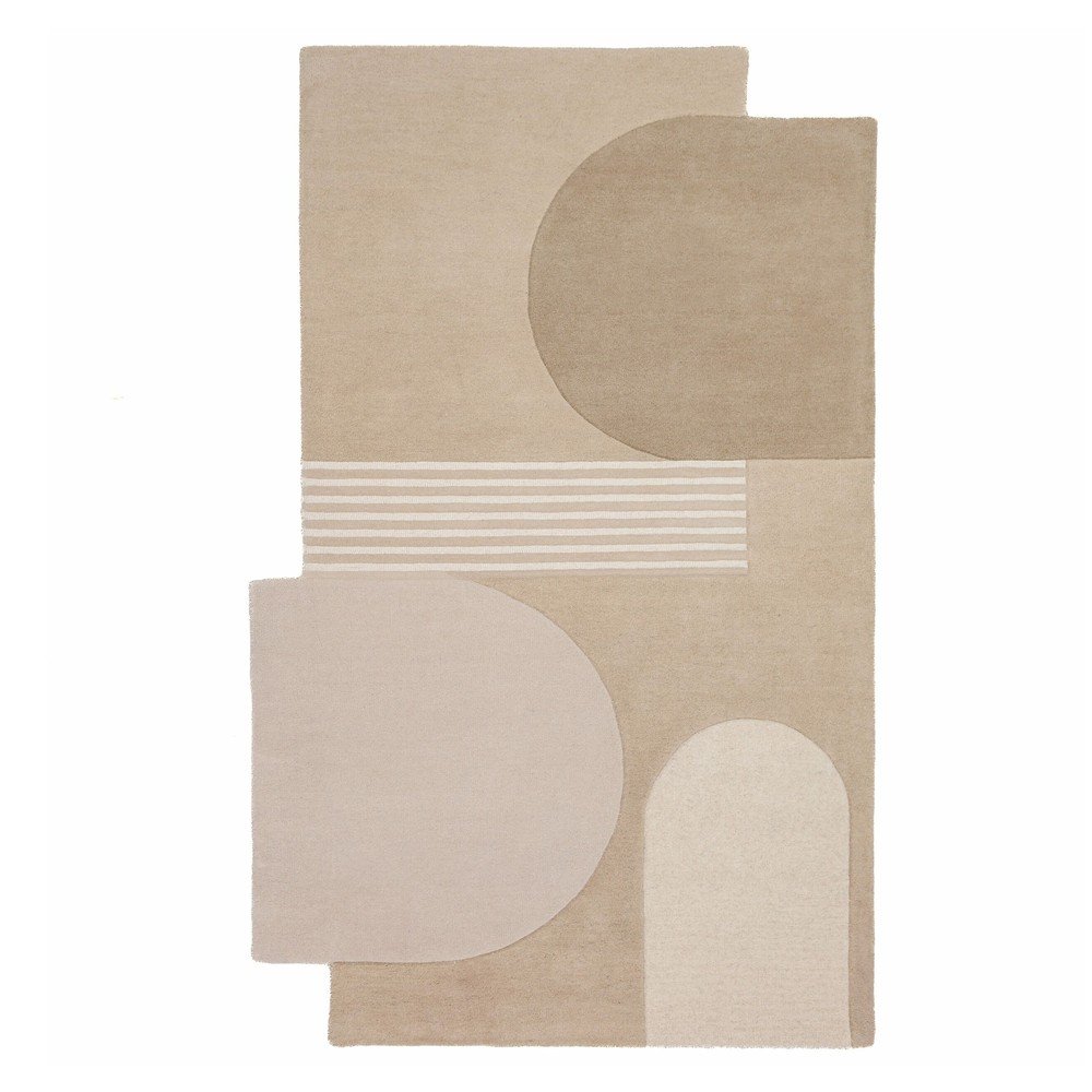 Natúr színű kézi szövésű gyapjú szőnyeg 200x290 cm Lozenge – Flair Rugs