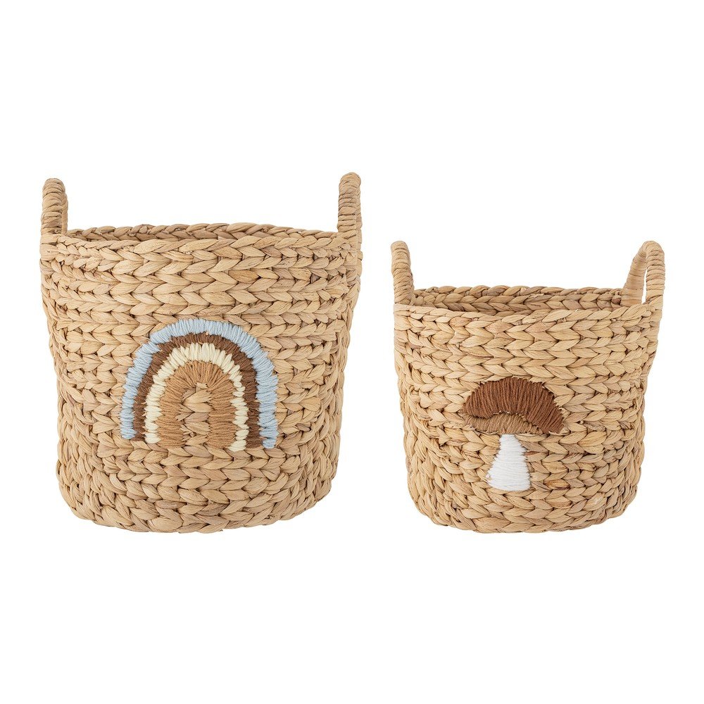 Natúr színű vízijácint játéktároló kosár szett 2 db-os ø 32x32 cm Agnes – Bloomingville Mini