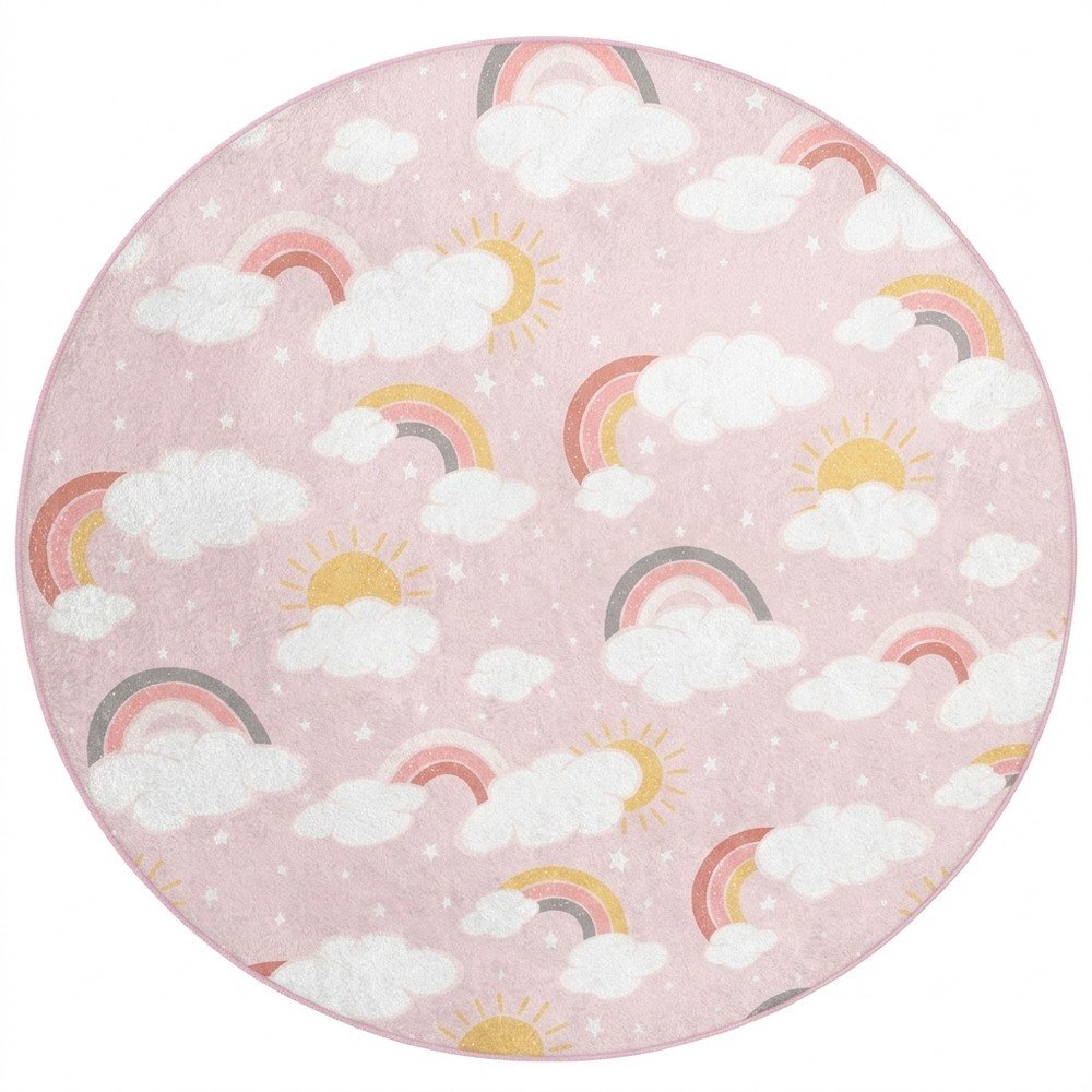 Rózsaszín mosható gyerek szőnyeg ø100 cm Rainbow World – Mila Home