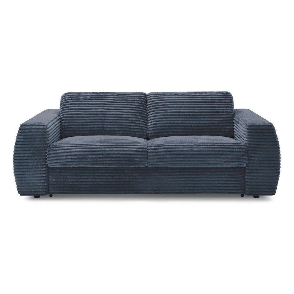 Sötétkék kordbársony kinyitható kanapé mindennapos alvásra 220 cm Hugo – Bobochic Paris