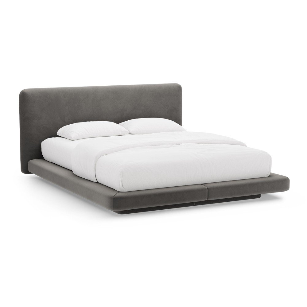 Sötétszürke kárpitozott franciaágy 180x200 cm Linea – Micadoni