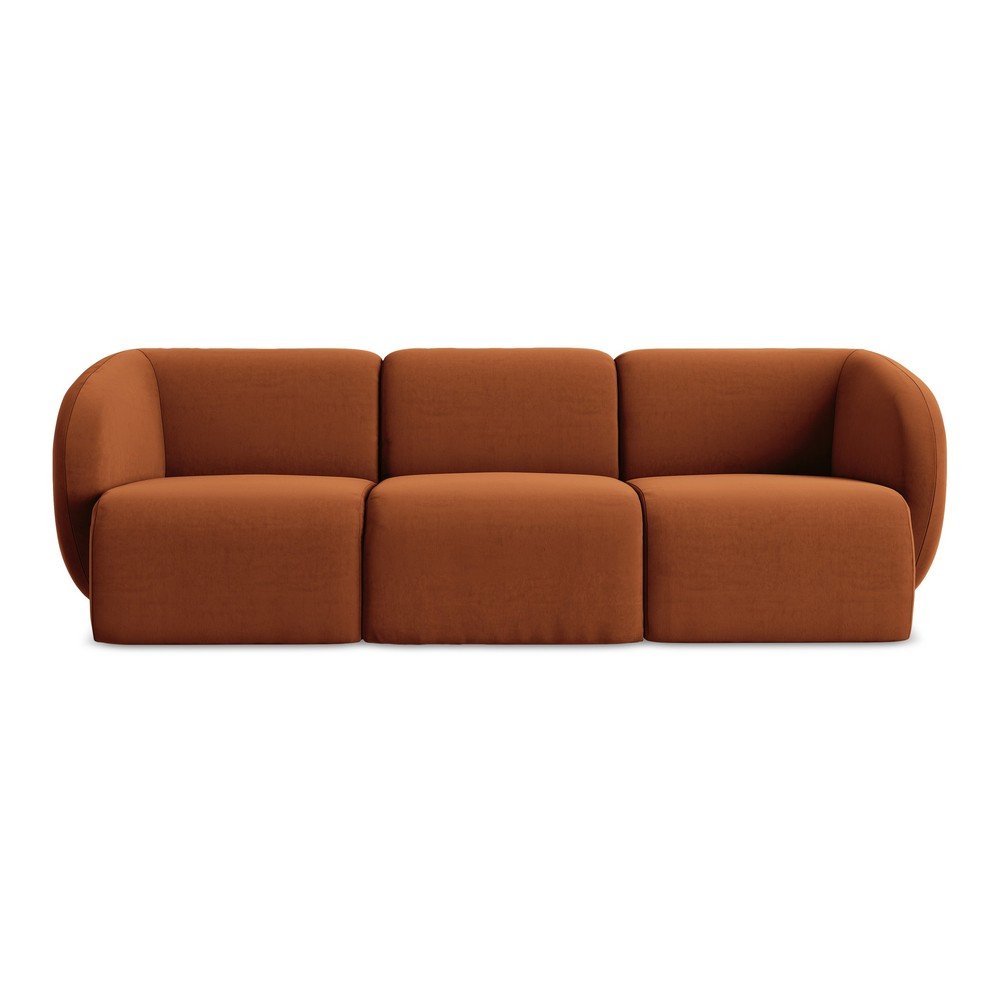 Terrakotta színű bársony kanapé 244 cm Lani – Makamii