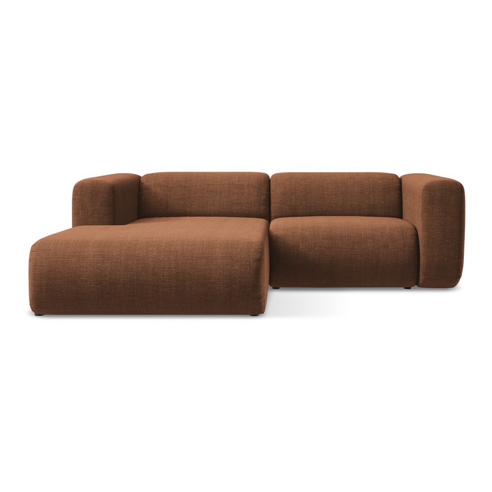 Terrakotta színű sarokkanapé (bal oldali-heverő résszel) Ekahi – Makamii