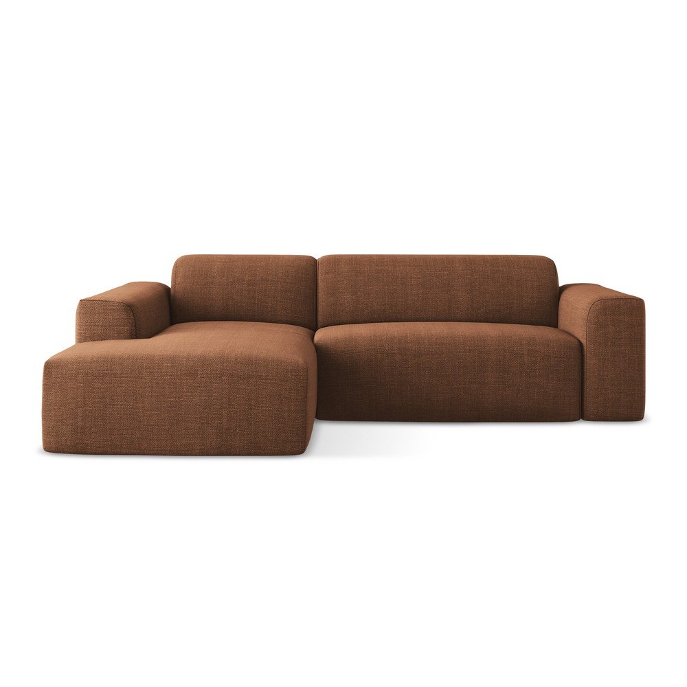 Terrakotta színű sarokkanapé (bal oldali-heverő résszel) Keli – Makamii