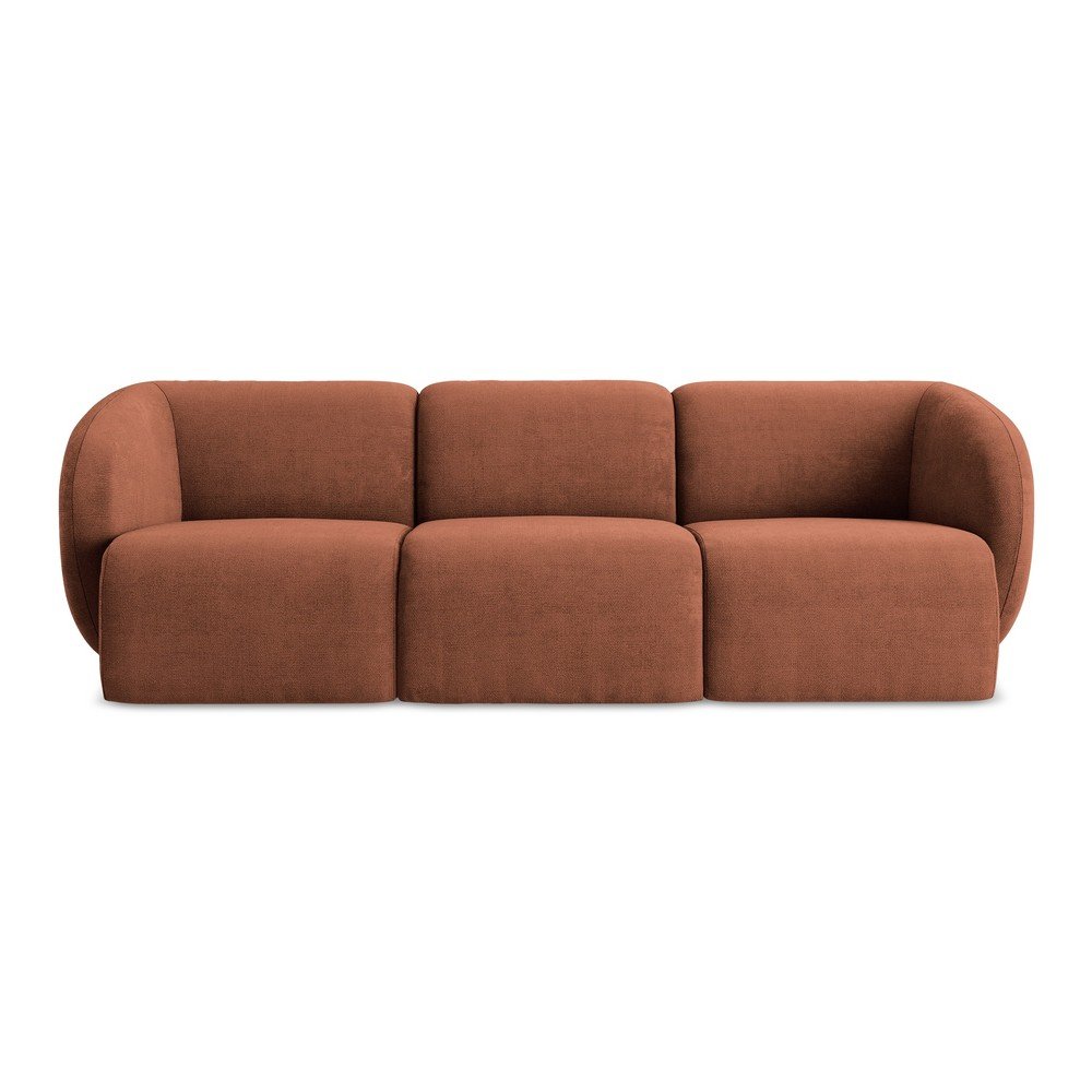 Terrakotta színű zsenília kanapé 244 cm Lani – Makamii