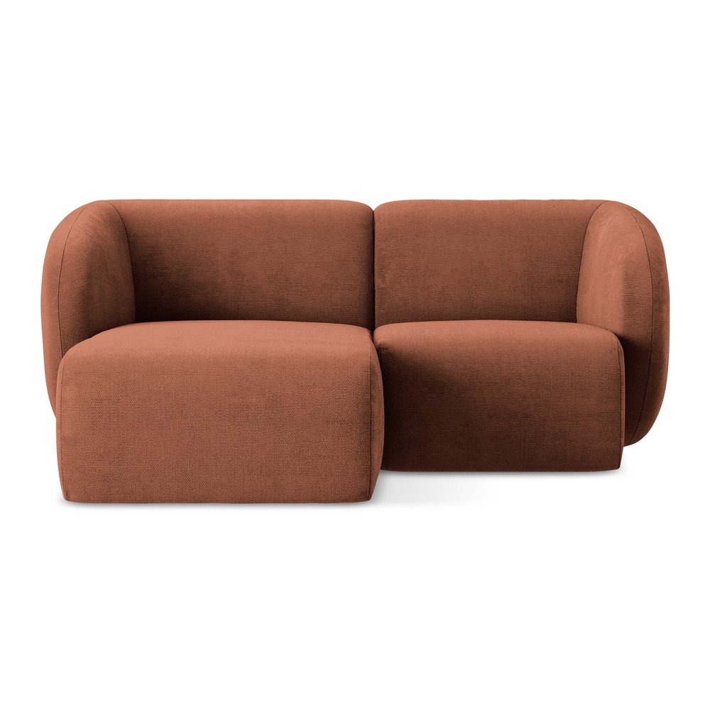 Terrakotta színű zsenília sarokkanapé (bal oldali-heverő résszel) Lani – Makamii