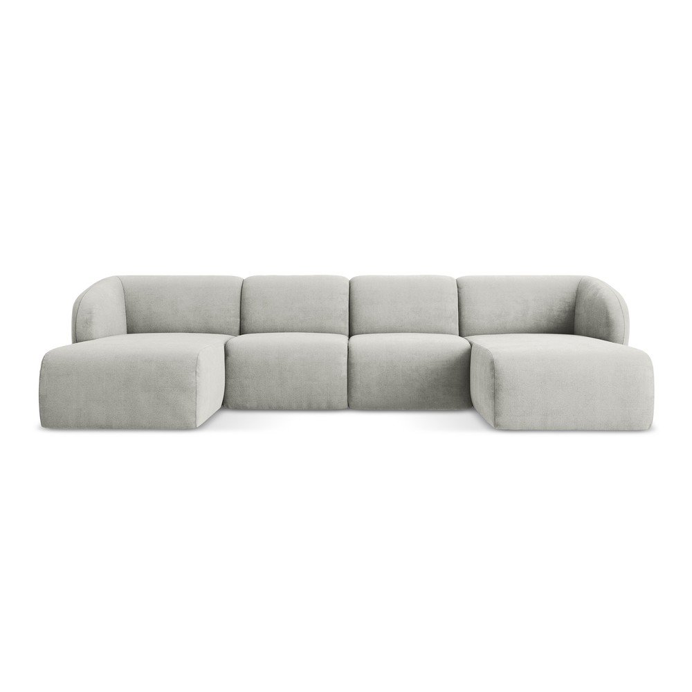 Világosszürke zsenília  sarokkanapé (U alakú) Lani – Makamii