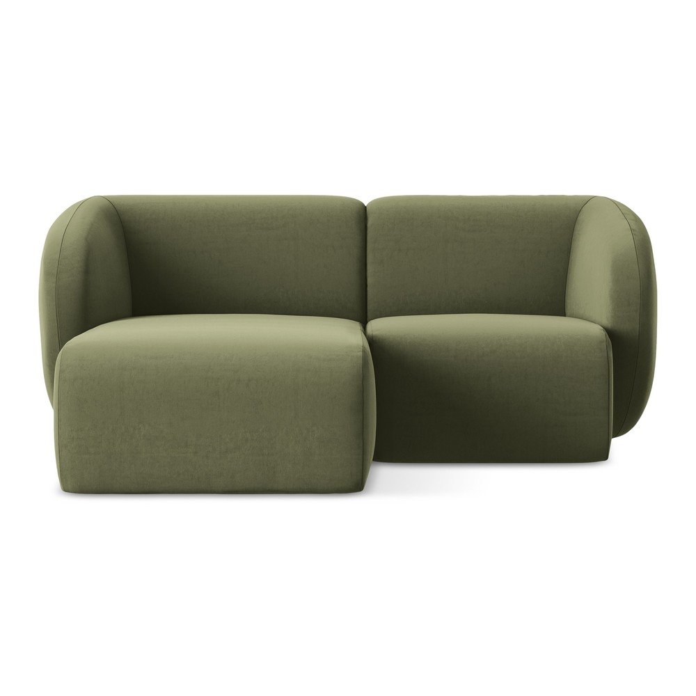 Zöld bársony sarokkanapé (bal oldali-heverő résszel) Lani – Makamii