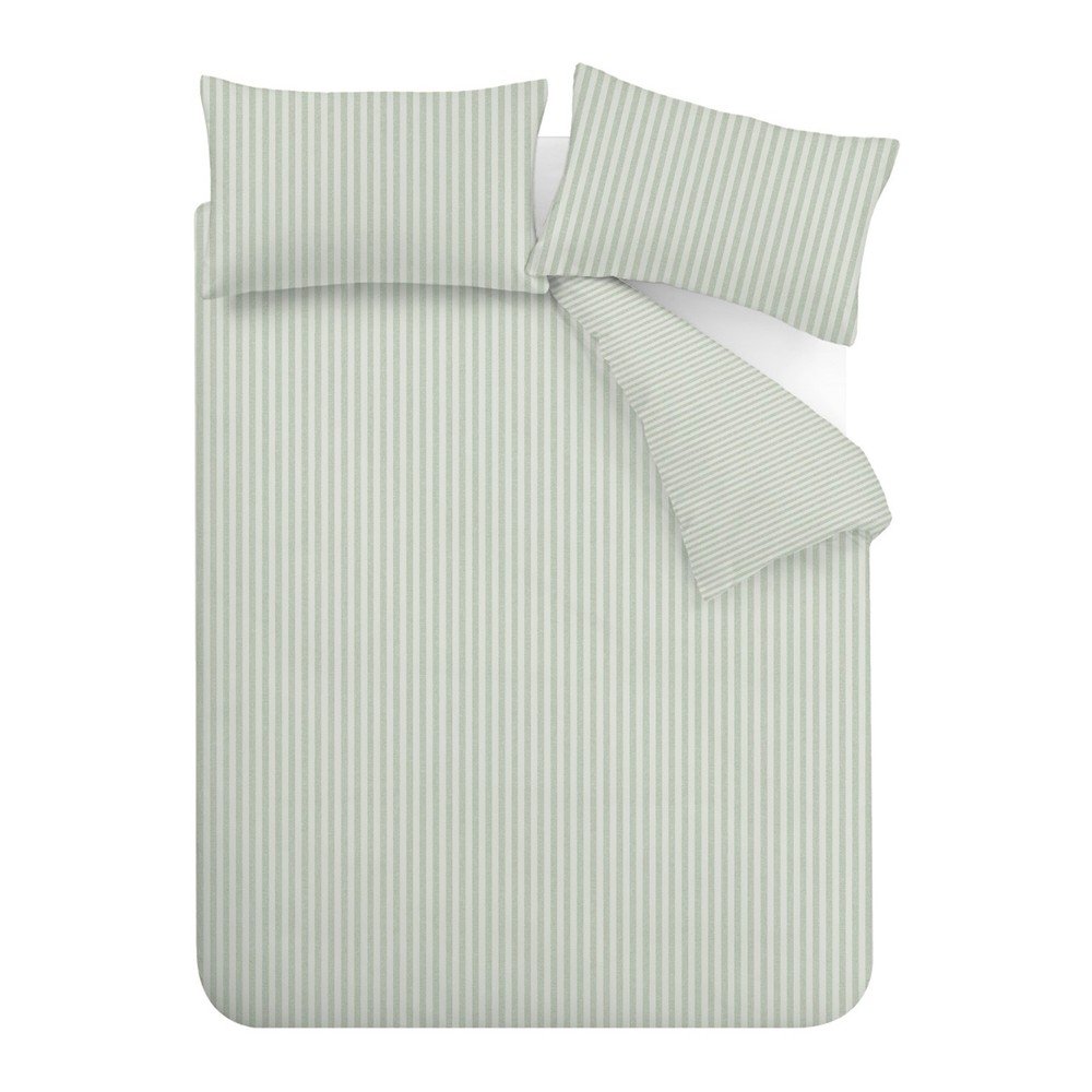 Zöld egyszemélyes ágyneműhuzat 135x200 cm Epping Textured Stripe – Catherine Lansfield