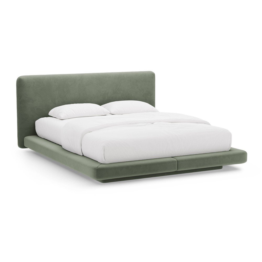 Zöld kárpitozott franciaágy 180x200 cm Linea – Micadoni