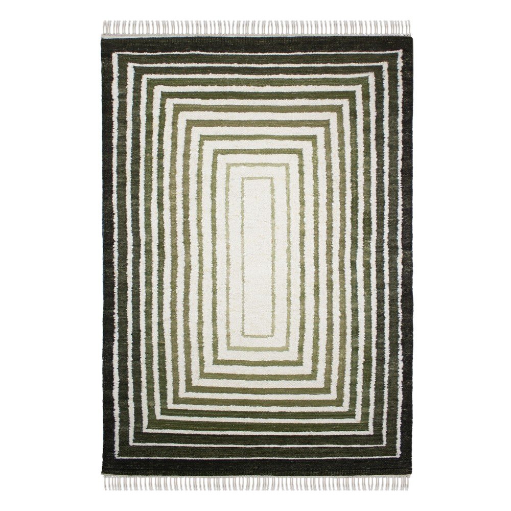 Zöld kézi szövésű gyapjúkeverék szőnyeg 140x200 cm Boucle Frame – Flair Rugs