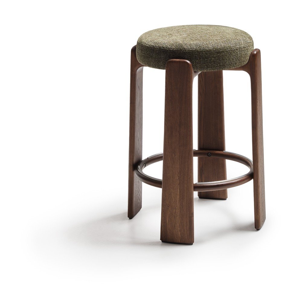 Zöld-sötét natúr színű kőrisfa bárszék (ülésmagasság 75 cm) Granite – Kave Home