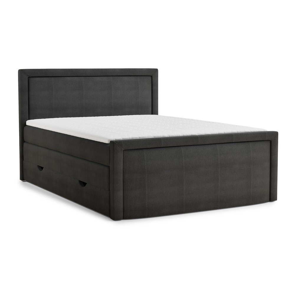 Antracitszürke ágyneműtartós boxspring ágy 200x200 cm Fresco – Maison de Rêve