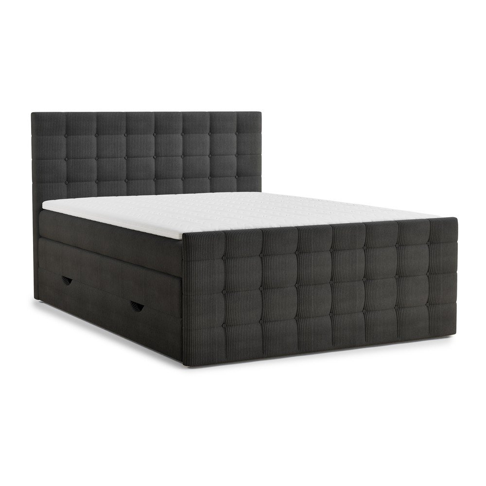 Antracitszürke ágyneműtartós boxspring ágy 200x200 cm Tasca – Maison de Rêve